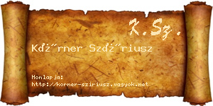 Körner Szíriusz névjegykártya